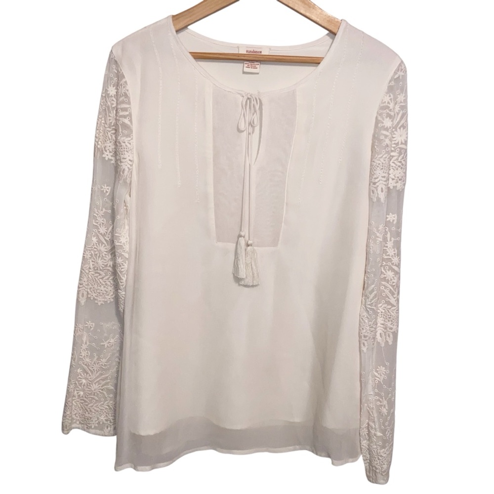 Sundance Top Womens XS Floral Embroidered Long Sleeve Boho Feminine Cottagecore